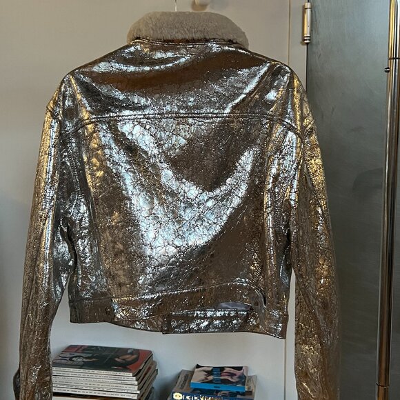 Simon Miller Metallic Fur Collar Jacket - Picture 3 of 4
